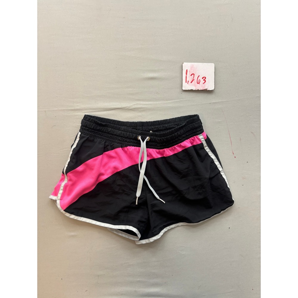 Fila Sport Womens Running Shorts Black Pink Stripe Athletic Gym XS